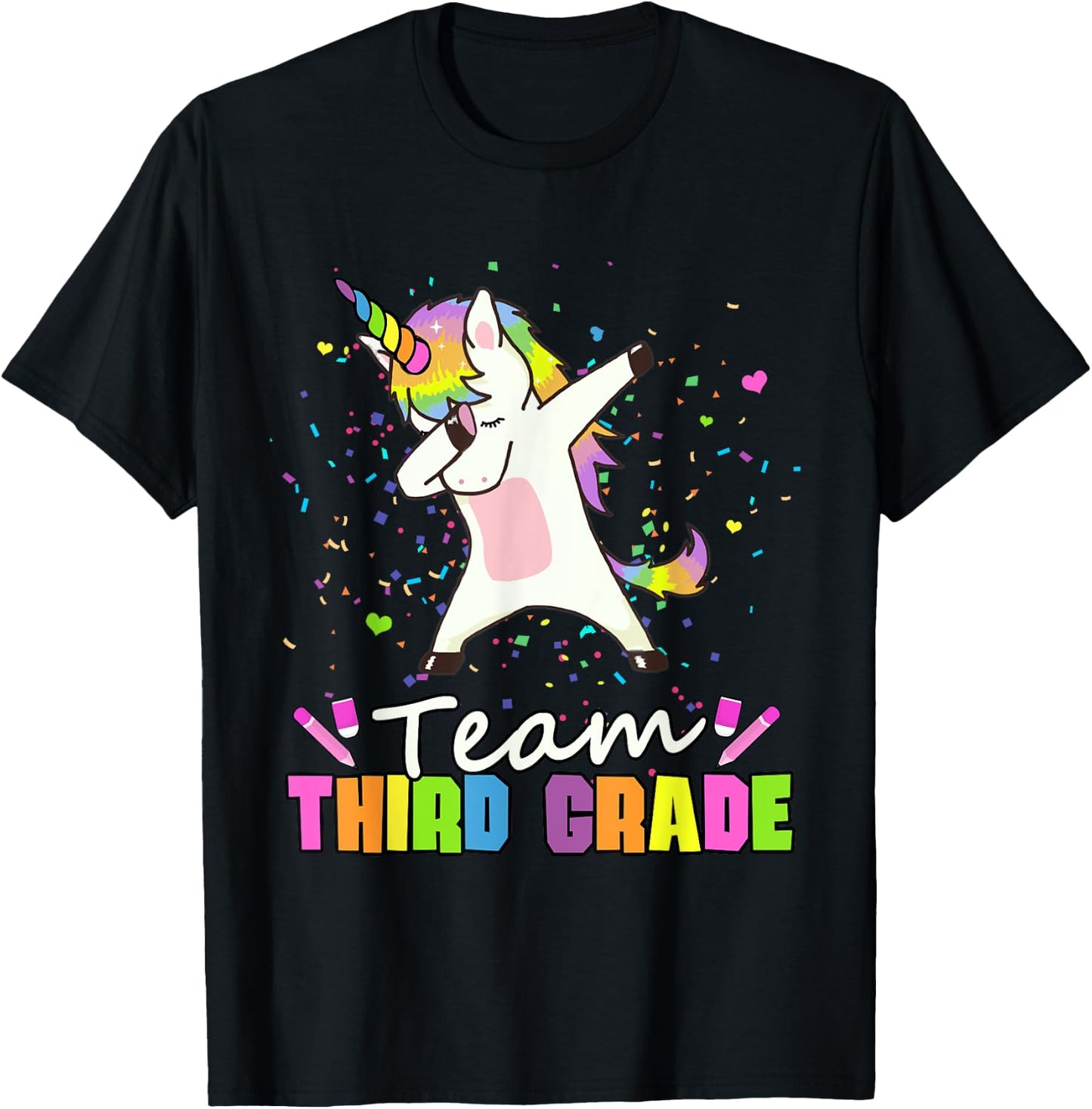 Team Third Grade Unicorn Team 3rd Grade T-Shirt - T-Shirt | Black