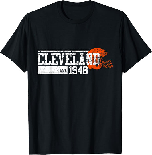 Vintage Cleveland Football Gift T-Shirt - T-Shirt | Black