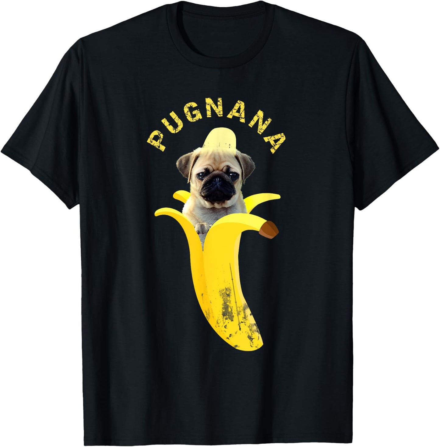 Pugnana , Cute Funny Pug Banana T-Shirt - T-Shirt | Black