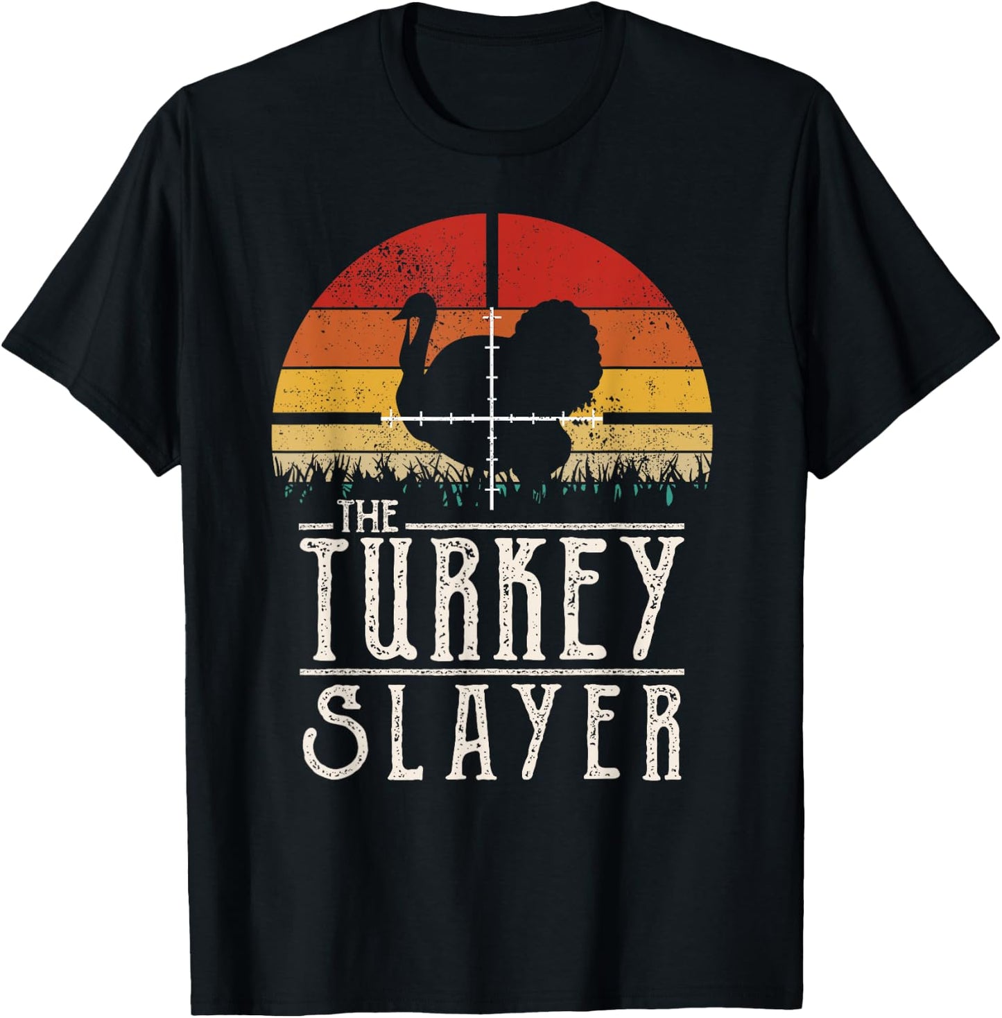 Vintage Sunset Retro Style Turkey Hunting Turkey Slayer T-Shirt - T-Shirt | Black