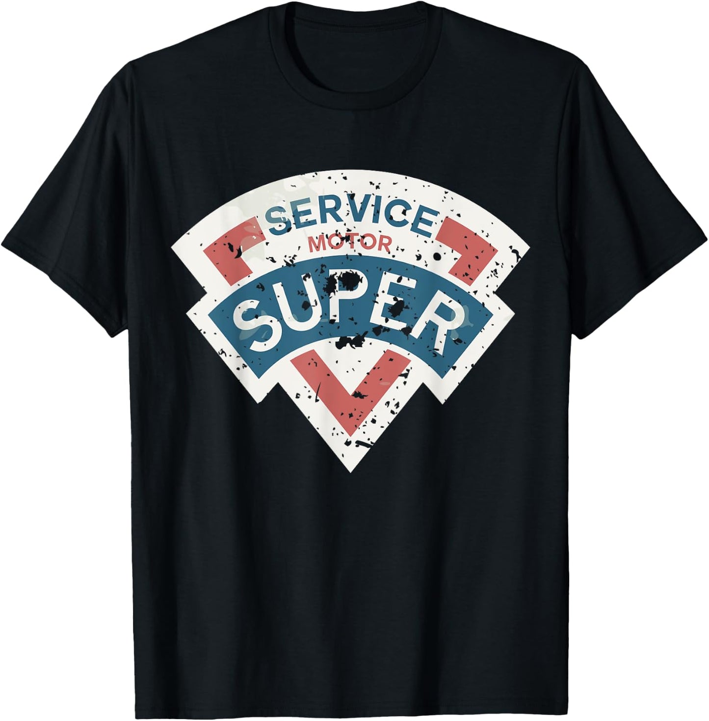 Vintage Super Service (distressed shirts women & men) T-Shirt - T-Shirt | Black
