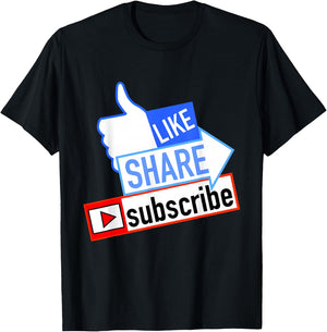 Social Media Like Share Subscribe T-Shirt - T-Shirt | Black