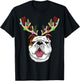 XMAS Funny Bulldogs with Antlers Christmas T-Shirt - T-Shirt | Black