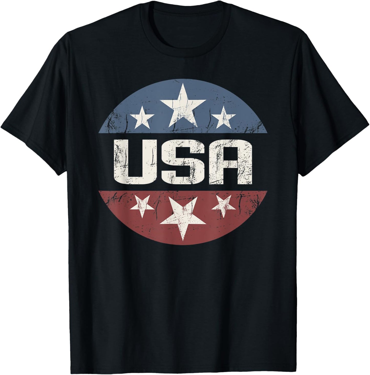 America Patriotic 4th of July Vintage Stars Logo USA T-Shirt - T-Shirt | Black
