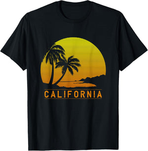 California Beach Palm Trees Summer Surf Surfer Gift T-Shirt - T-Shirt | Black