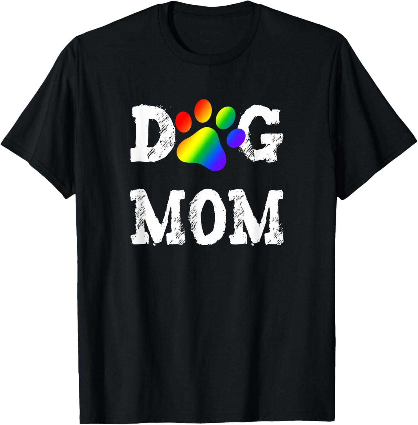 Lesbian Dog Mom Gift Gay Pride Dog Lover Rainbow Puppy Paw Women Kids T-Shirt - T-Shirt | Black
