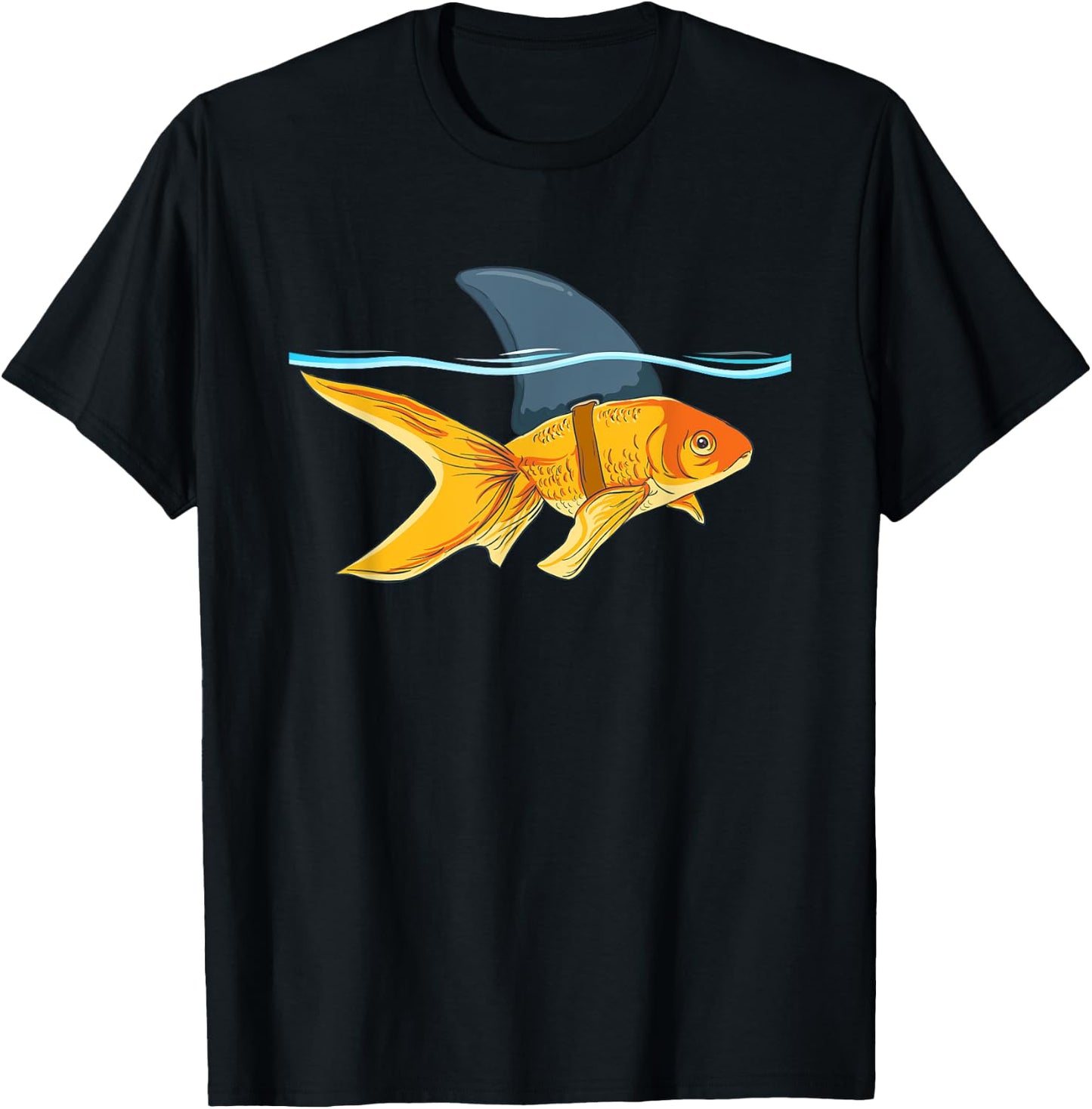 Goldfish with Fin Shark Funny Fish T-Shirt - T-Shirt | Black