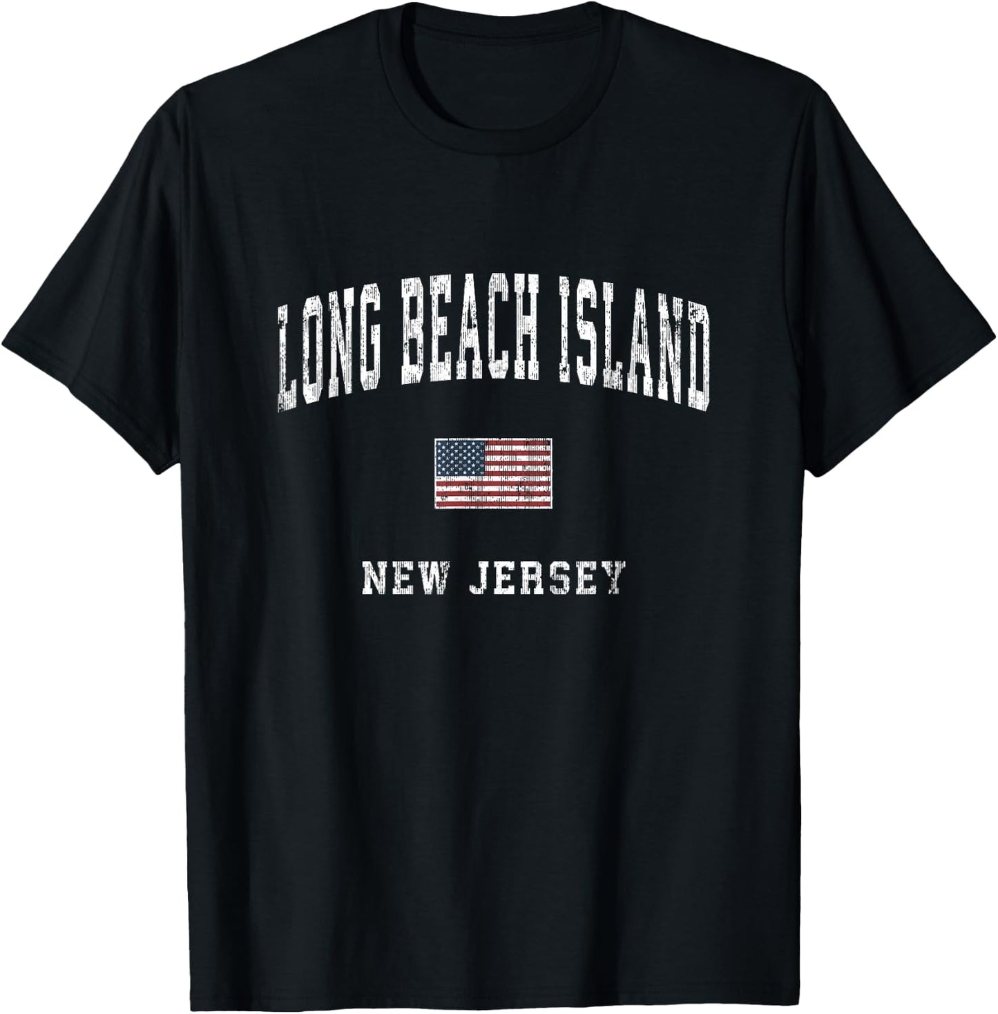 Long Beach Island New Jersey NJ Vintage American Flag Sports T-Shirt - T-Shirt | Black