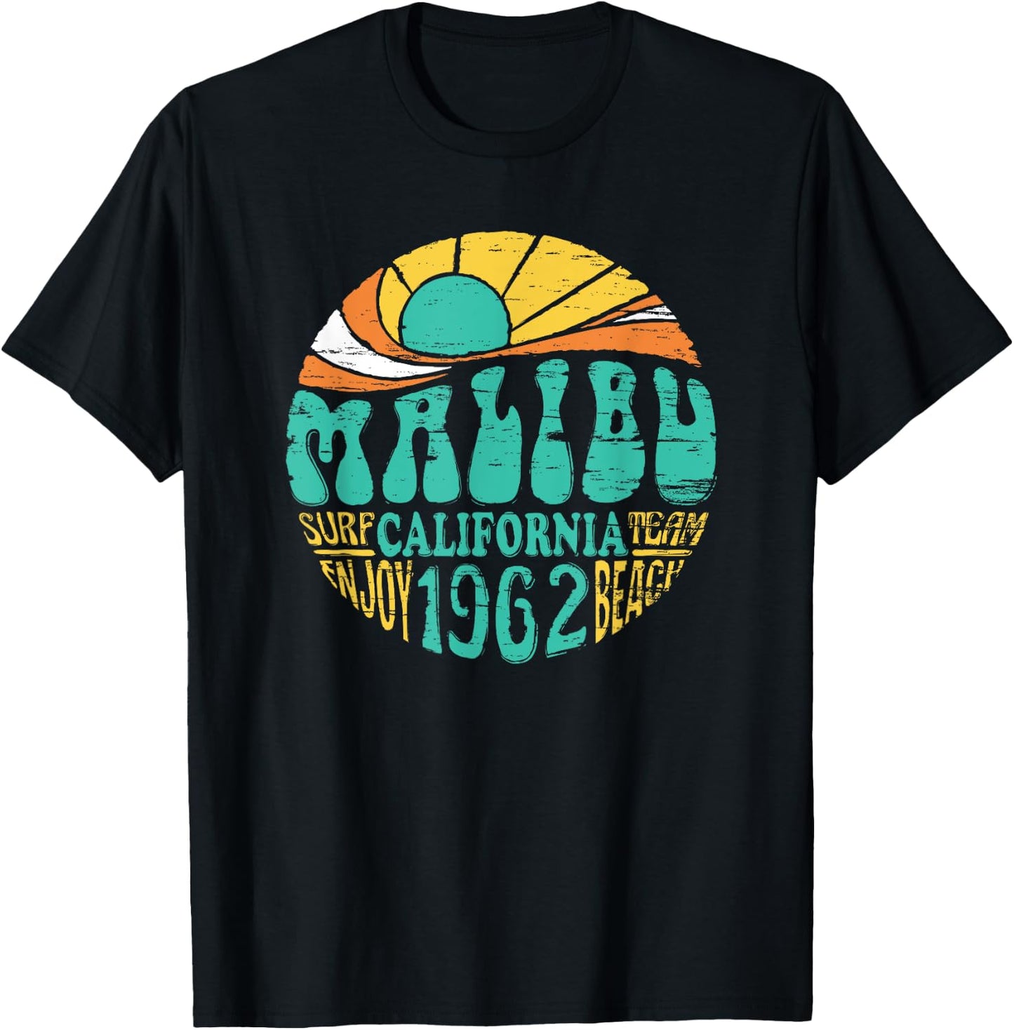 Malibu California Retro Surf Team Beach Shirt Women Kids T-Shirt - T-Shirt | Black