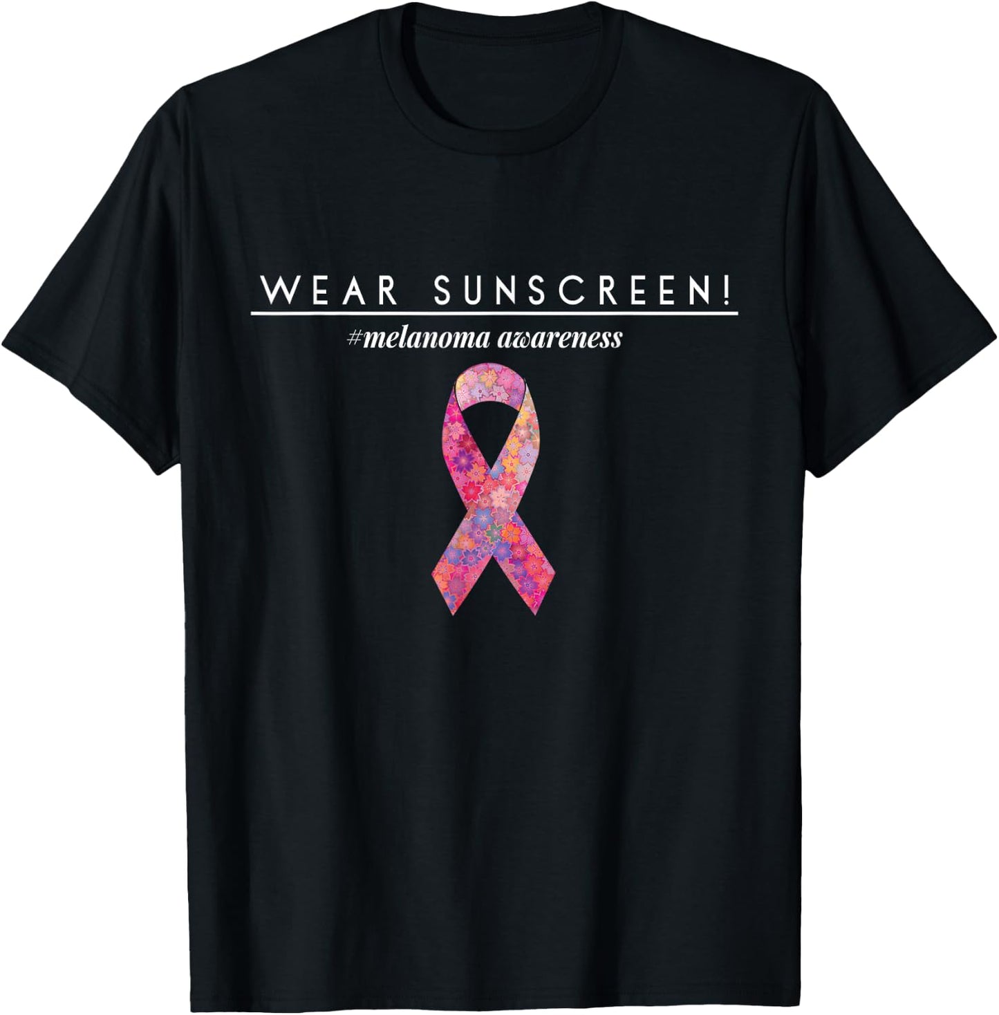 Wear Sunscreen T Shirt Melanoma Skin Cancer Awareness Shirt T-Shirt - T-Shirt | Black