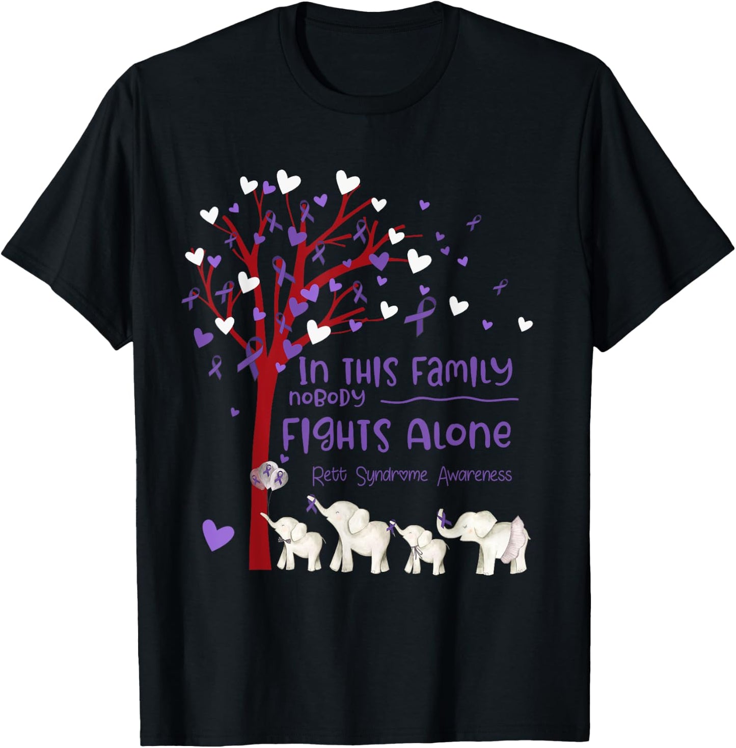 In This family Nobody Fights Alone Rett Syndrome Awareness T-Shirt - T-Shirt | Black