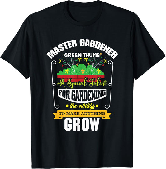 Master Gardener Green Thumb Plant Flower Grow T-Shirt - T-Shirt | Black
