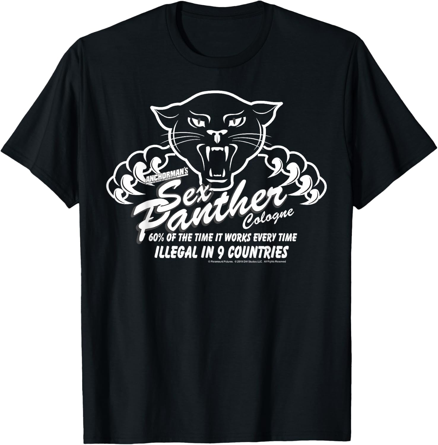 Anchorman Sex Panther Cologne Illegal in 9 Countries T-Shirt - T-Shirt | Black