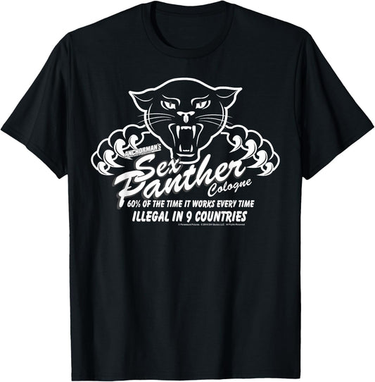 Anchorman Sex Panther Cologne Illegal in 9 Countries T-Shirt - T-Shirt | Black