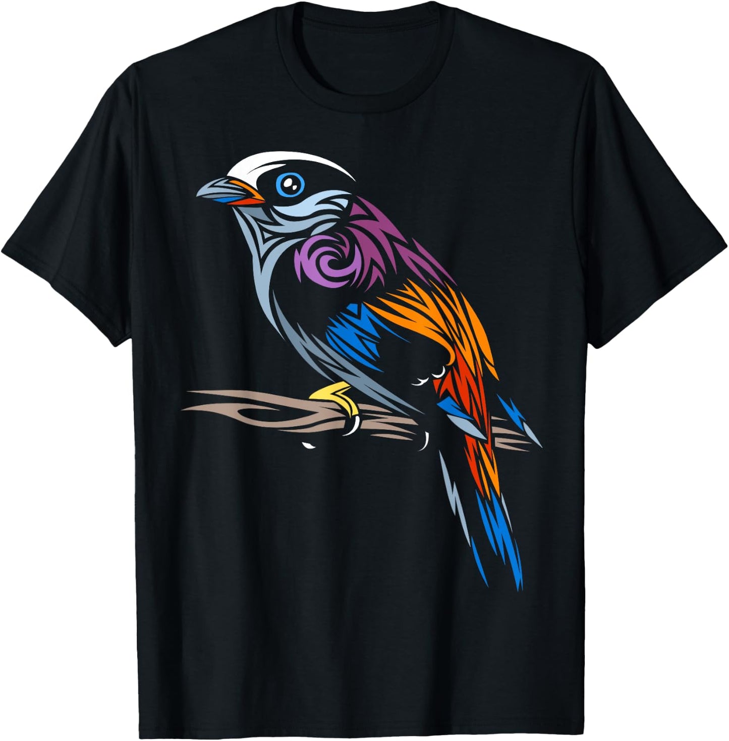 Tribal Sparrow tropical bird T-Shirt - T-Shirt | Black