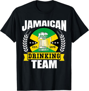 Jamaican Drinking Team Funny Jamaica Flag Beer Party Gift T-Shirt - T-Shirt | Black