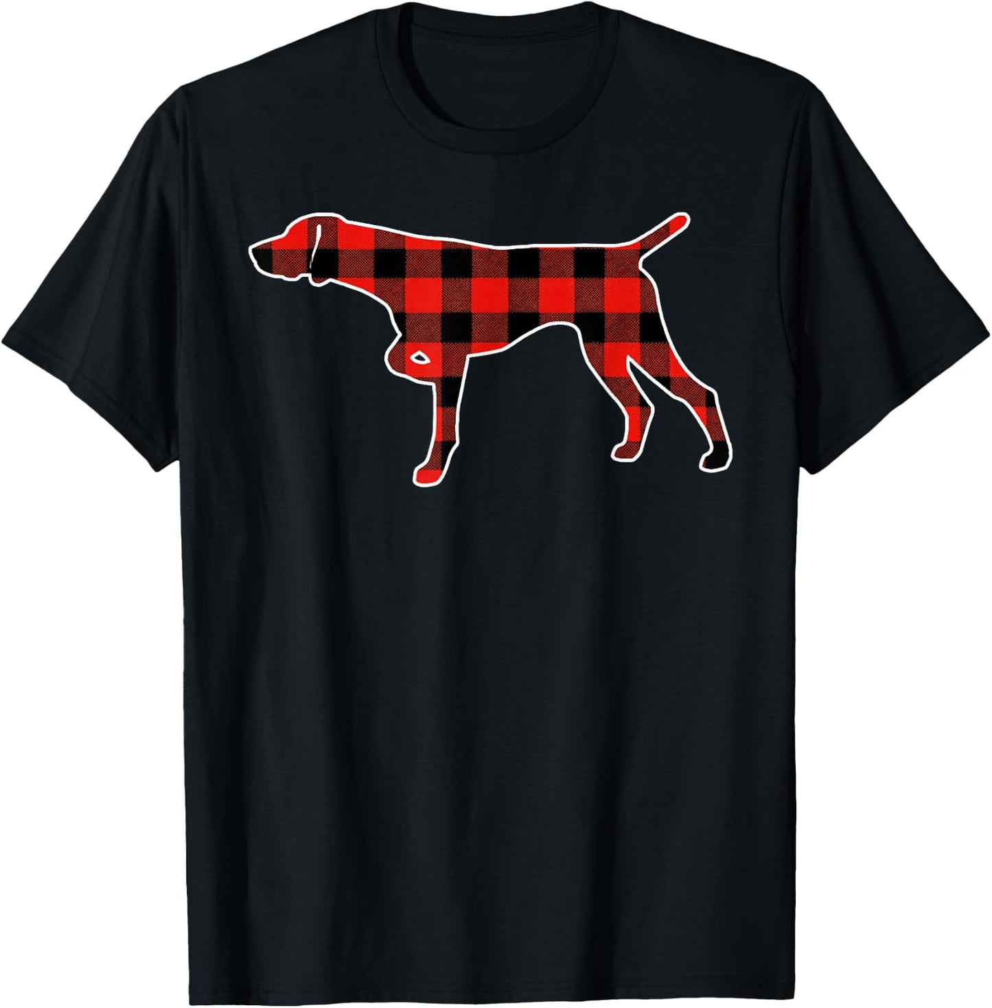 Red Buffalo Plaid Pajama GSP Christmas Dog Lover Men Women Kids T-Shirt - T-Shirt | Black