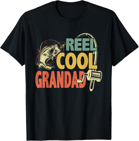 Retro Vintage Reel Cool Grandad Father's Day For Dad Papa T-Shirt - T-Shirt | Black