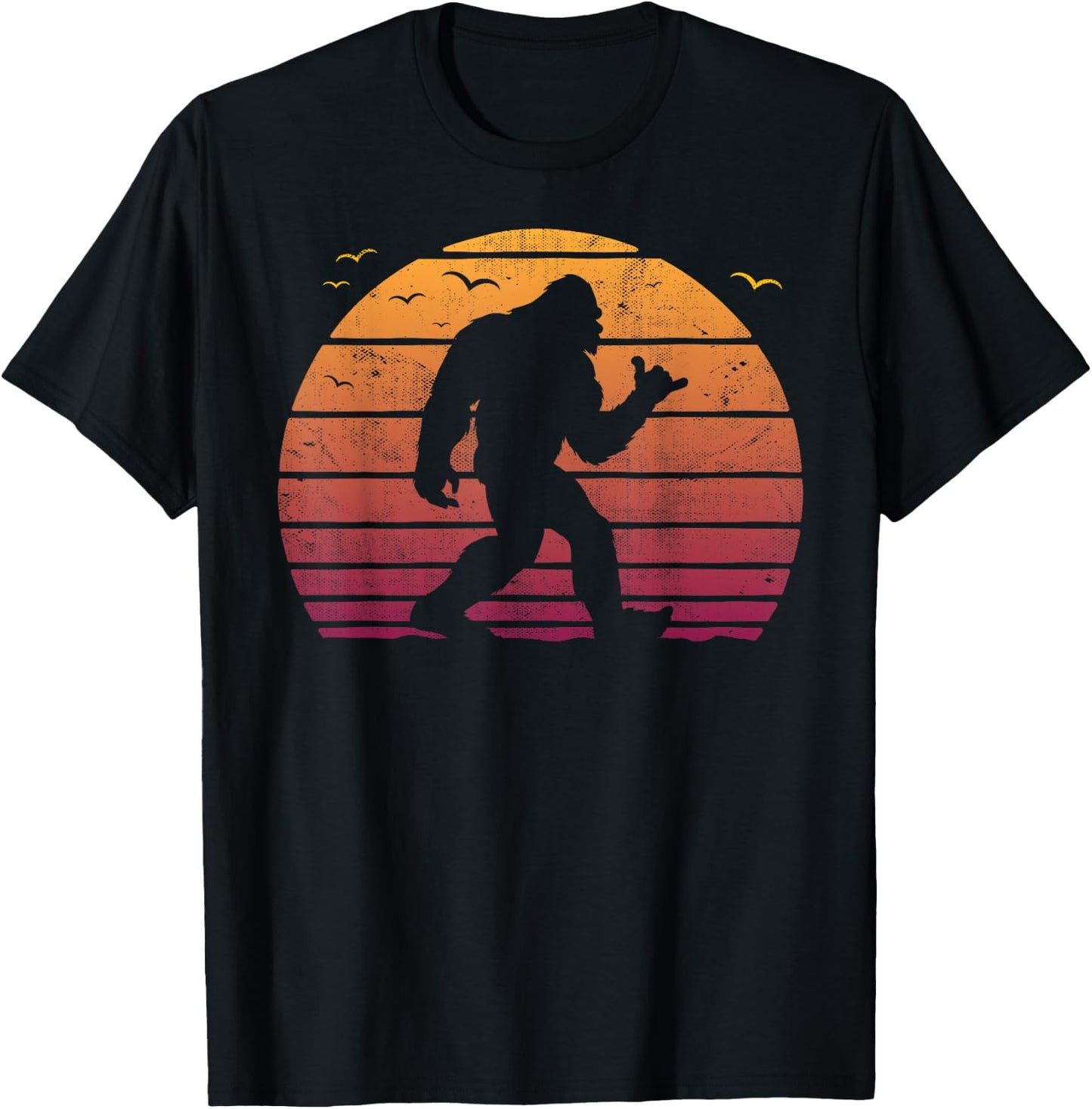 Vintage Bigfoot Surfing Beach vacation Retro surf Sun shaka T-Shirt - T-Shirt | Black