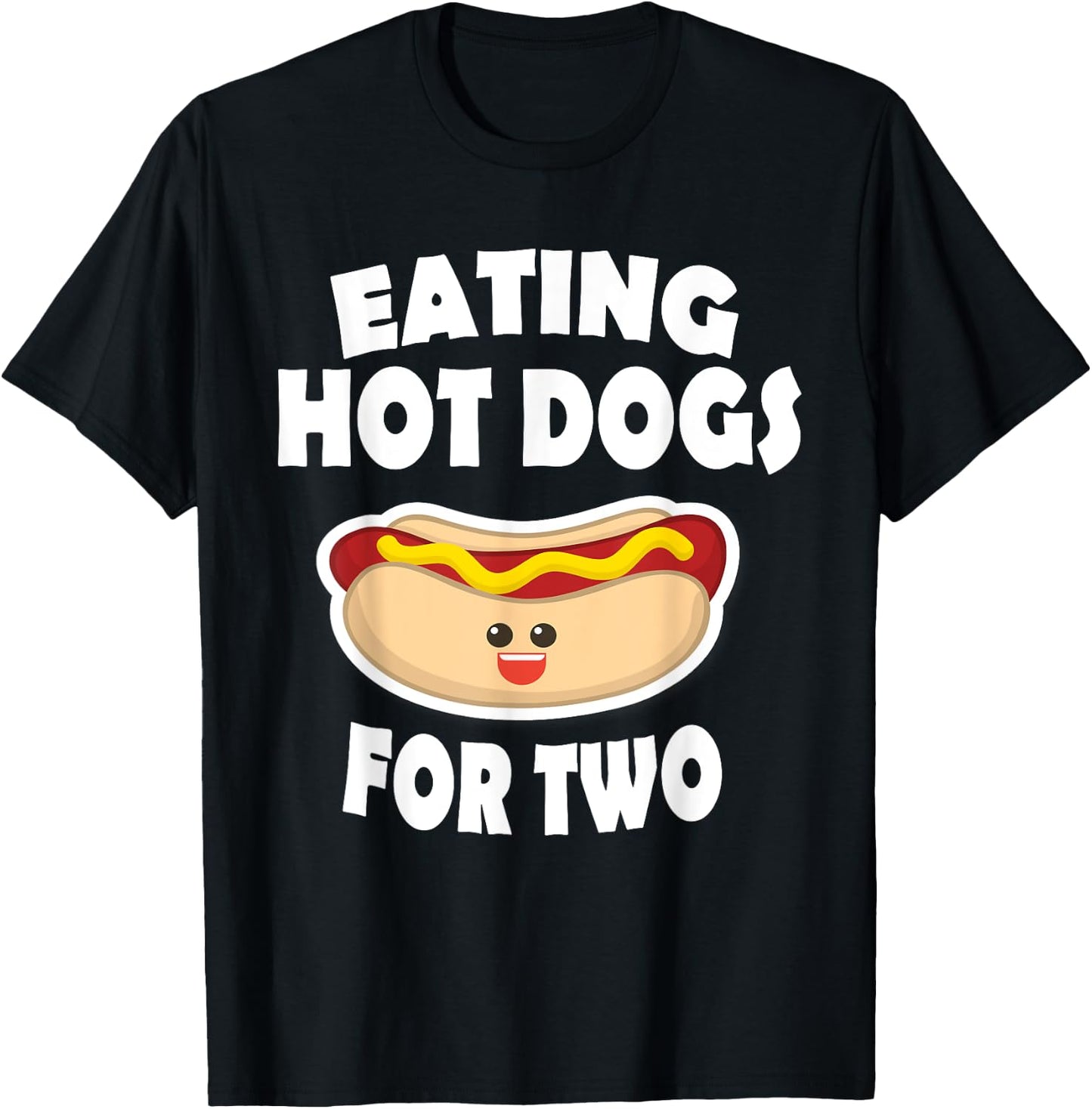 Eating Hot Dogs For Two Pregnant Funny Shirts Mom To Be T-Shirt - T-Shirt | Black