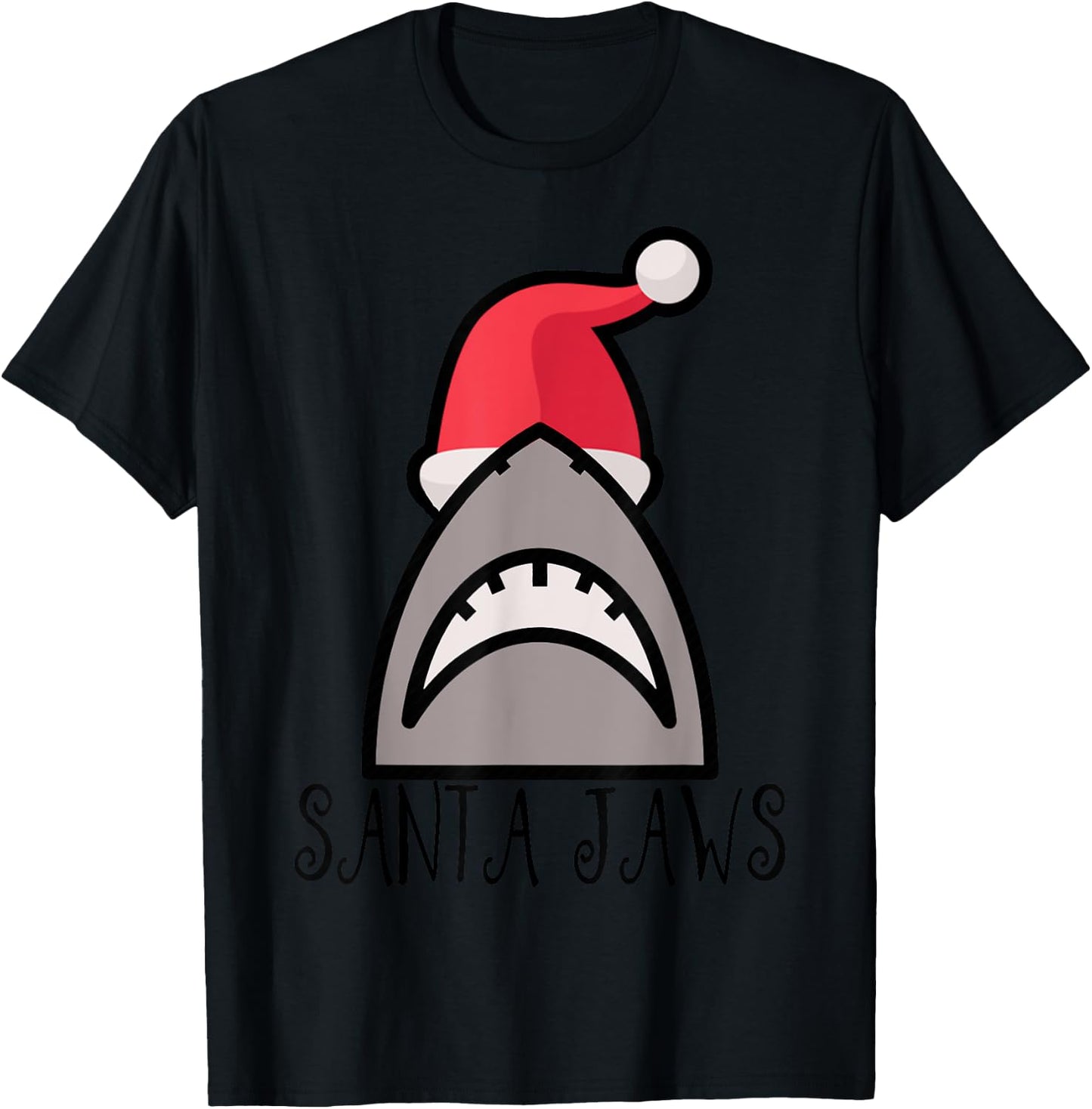 SANTA JAWS SHARK CHRISTMAS SHIRT- CHRISTMAS AT THE BEACH Men Women Kids T-Shirt - T-Shirt | Black