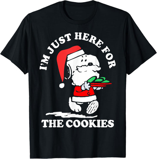 Im Just Here For The Cookies Christmas T-Shirt - T-Shirt | Black