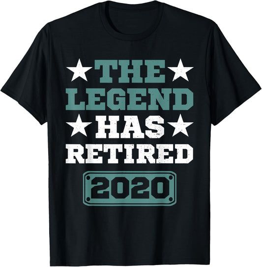 Funny Retro The Legend Has Retired 2020 Anymore , Gift T-Shirt - T-Shirt | Black