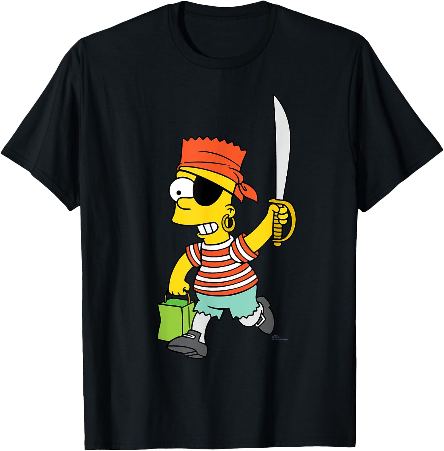 The Simpsons Halloween Bart Pirate Costume Trick or Treat T-Shirt - T-Shirt | Black