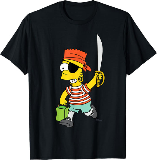 The Simpsons Halloween Bart Pirate Costume Trick or Treat T-Shirt - T-Shirt | Black