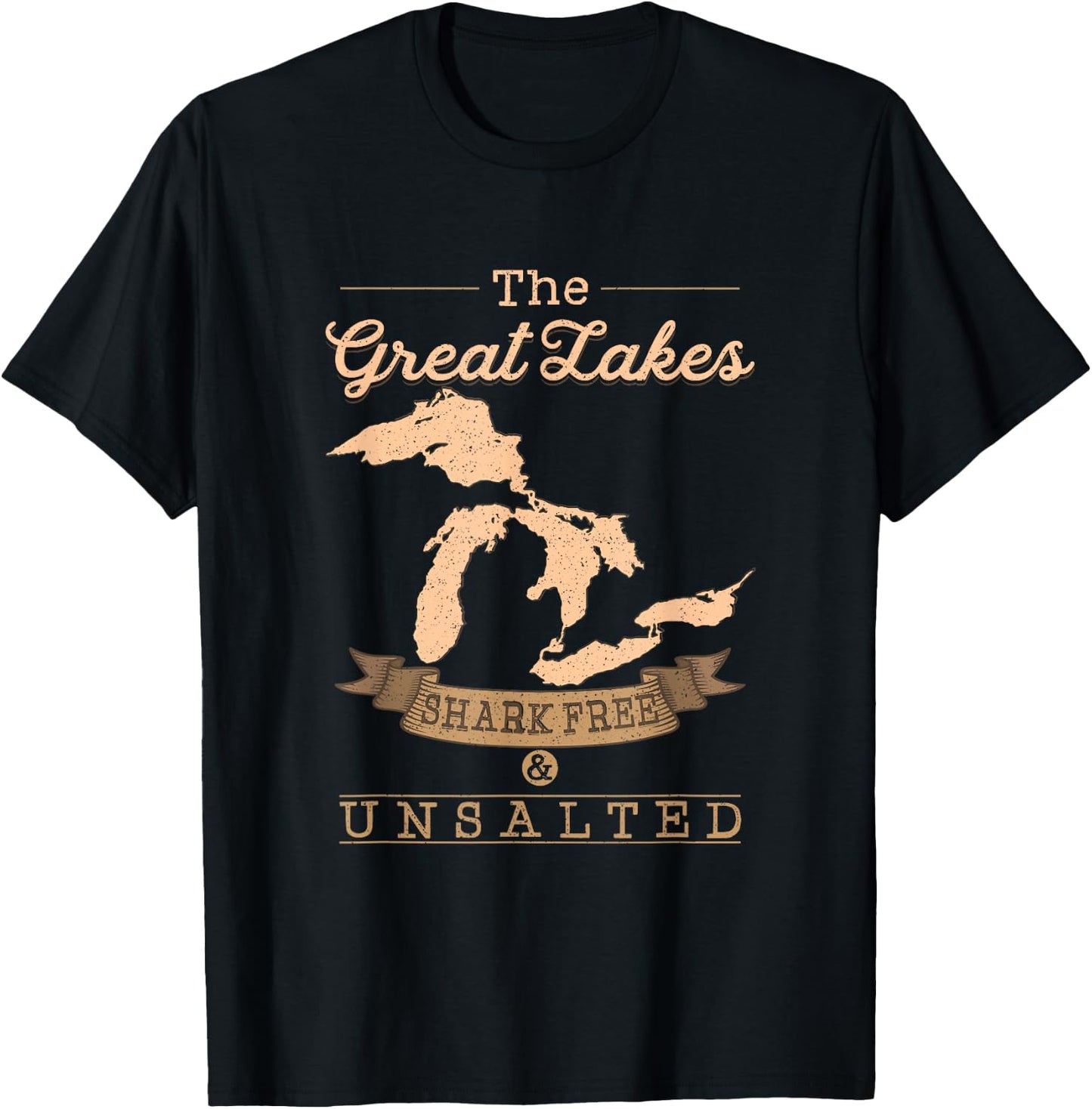 The Great Lakes Shark Free Unsalted Michigan Gift T-Shirt - T-Shirt | Black