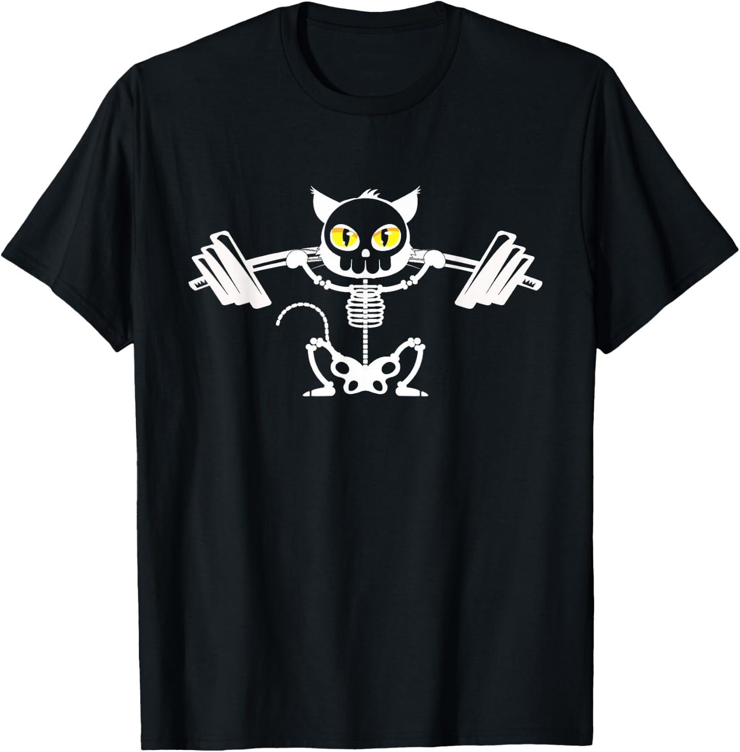 Cat Skeleton Deadlift Powerlifting T-Shirt - T-Shirt | Black
