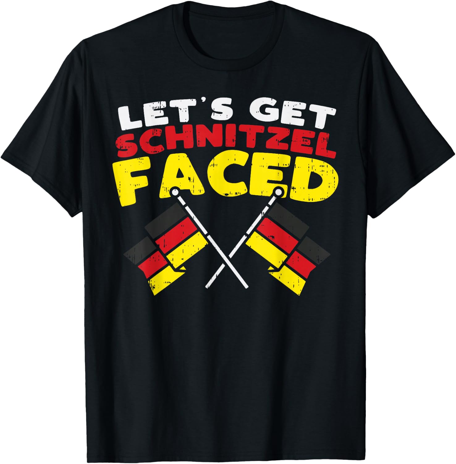 Lets Get Schnitzel Faced Funny German Flags Oktoberfest T-Shirt - T-Shirt | Black