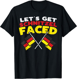 Lets Get Schnitzel Faced Funny German Flags Oktoberfest T-Shirt - T-Shirt | Black