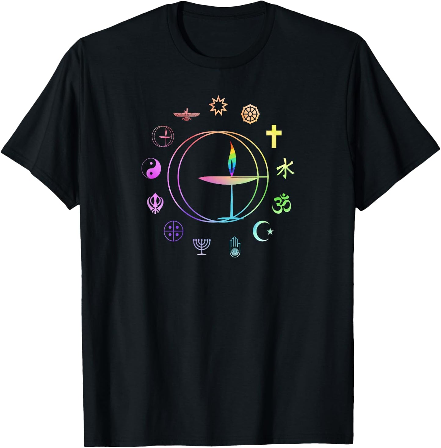 Unitarian Universalist T Shirt - Rainbow UU Chalice T-Shirt - T-Shirt | Black