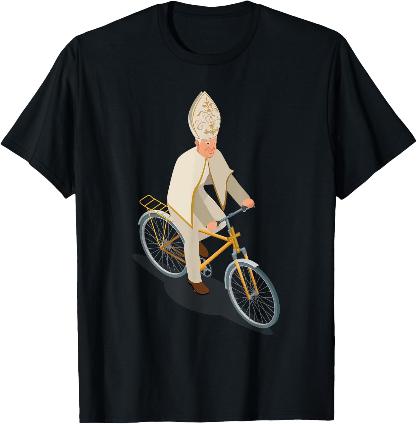 Pope Francis The Catholic Pope On A Bike T-Shirt - T-Shirt | Black