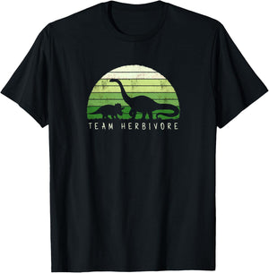 Team Herbivore Dinosaur Dino vegetarian vegan T-Shirt - T-Shirt | Black