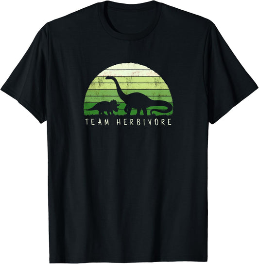 Team Herbivore Dinosaur Dino vegetarian vegan T-Shirt - T-Shirt | Black