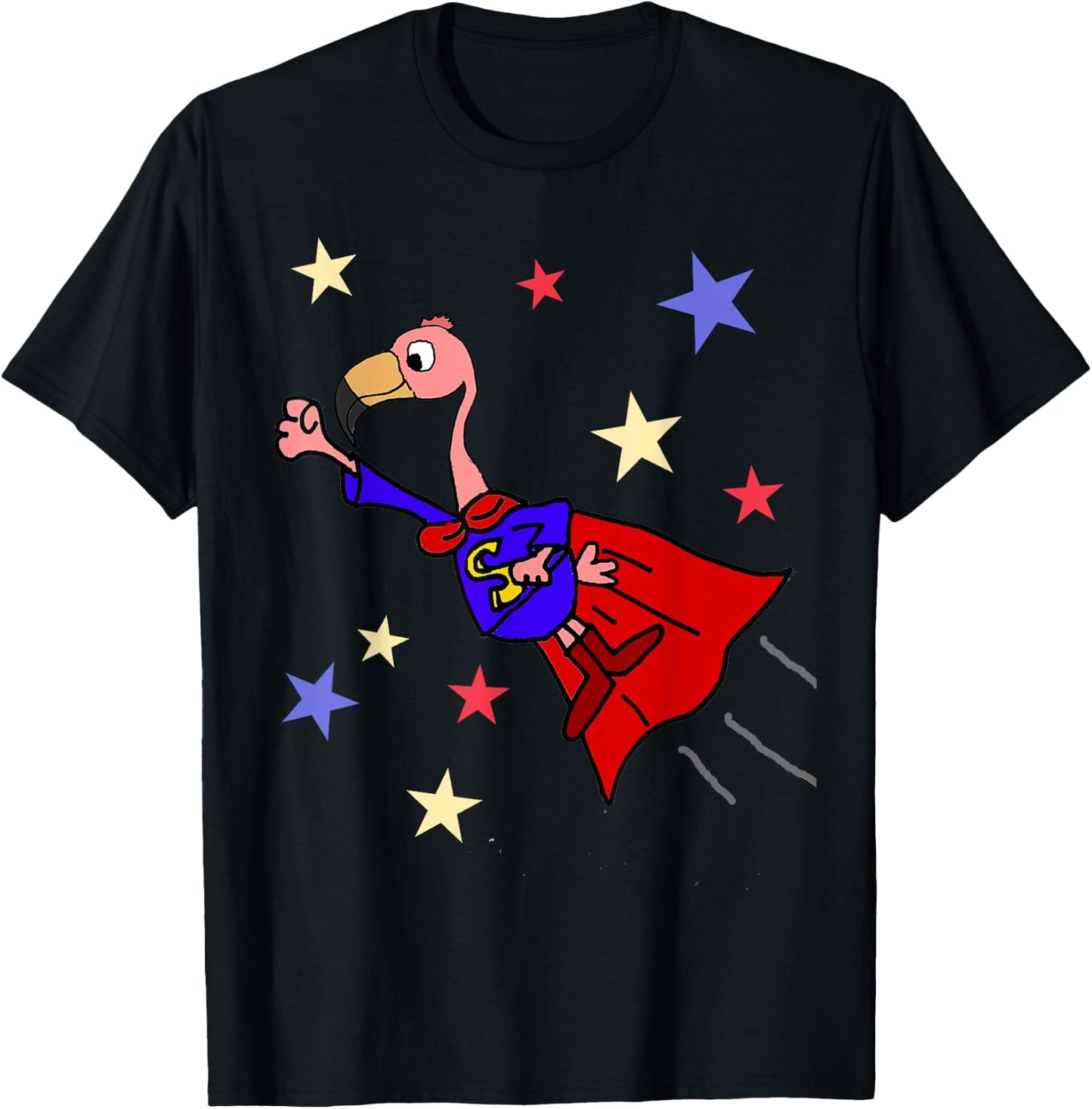 SmileteesFunny Funny Flamingo Flying Superhero T-Shirt - T-Shirt | Black