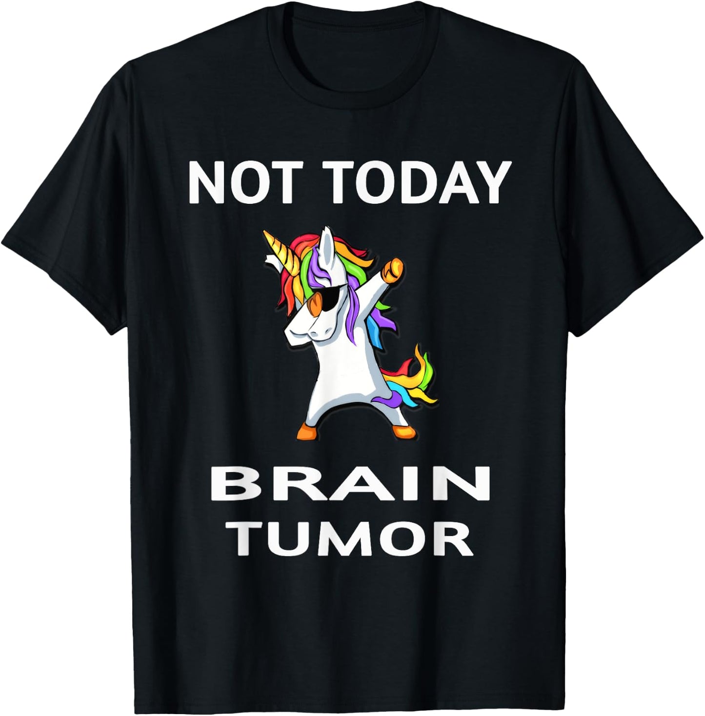 Not Today Brain Tumor Dabbing Unicorn Fighter Survivor T-Shirt - T-Shirt | Black