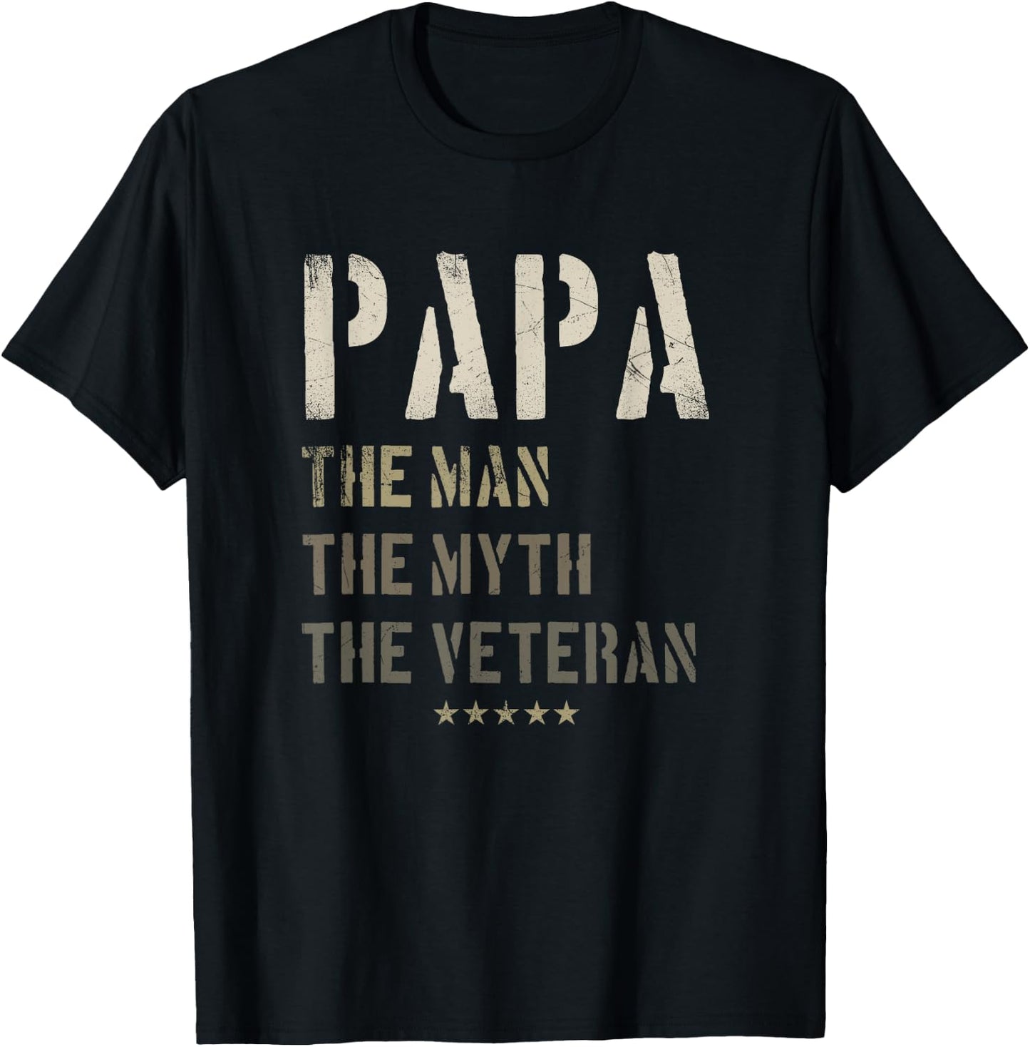 Papa Man Myth Veteran Fathers Day for Military Veterans T-Shirt - T-Shirt | Black