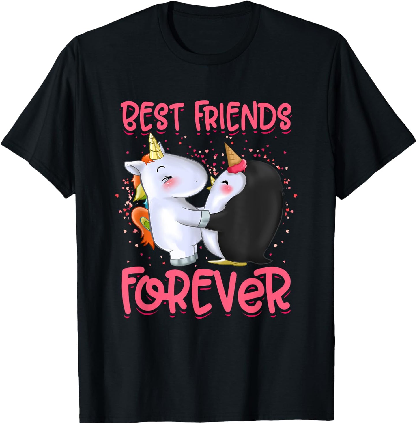 Girls Unicorn Clothes Dress Penguin Outfit Stuff Gift BFF T-Shirt - T-Shirt | Black