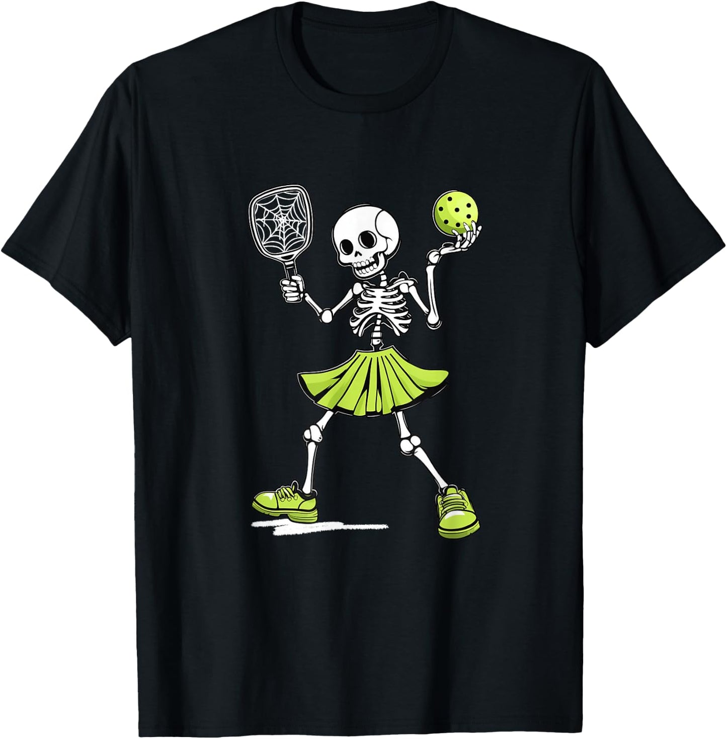 Spooky Pickleball Halloween Skeleton Costume Women T-Shirt - T-Shirt | Black