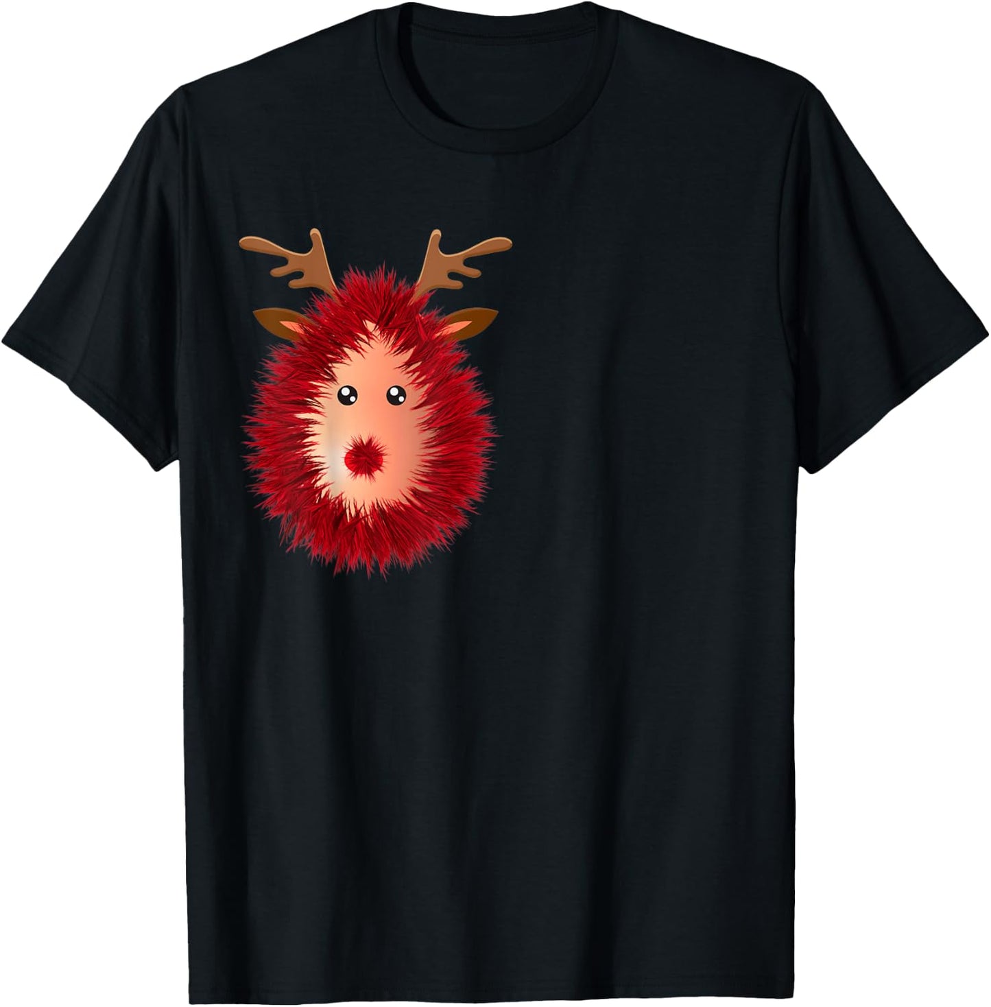 Funny Reindeer Boobs Ugly Christmas Sweater Tinsel Deer Nose T-Shirt - T-Shirt | Black
