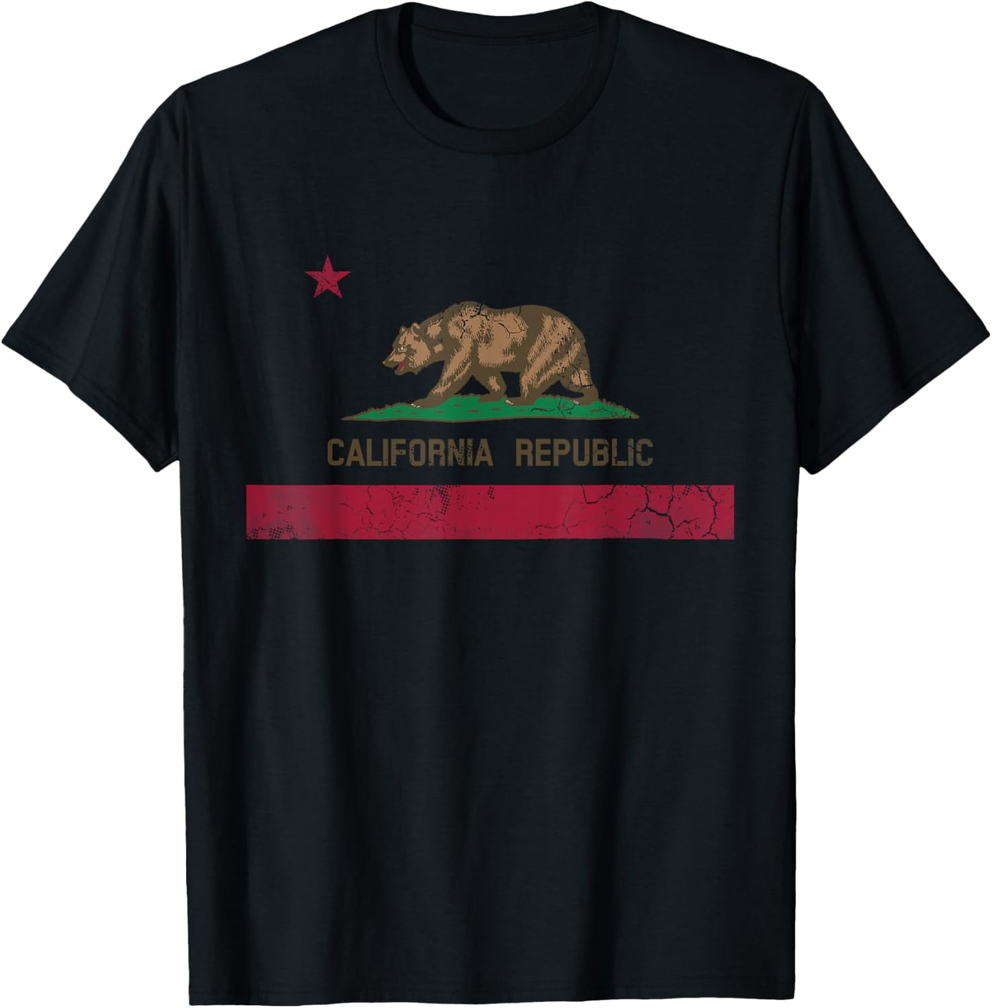 California Republic Flag State Vintage Fade T-Shirt - T-Shirt | Black
