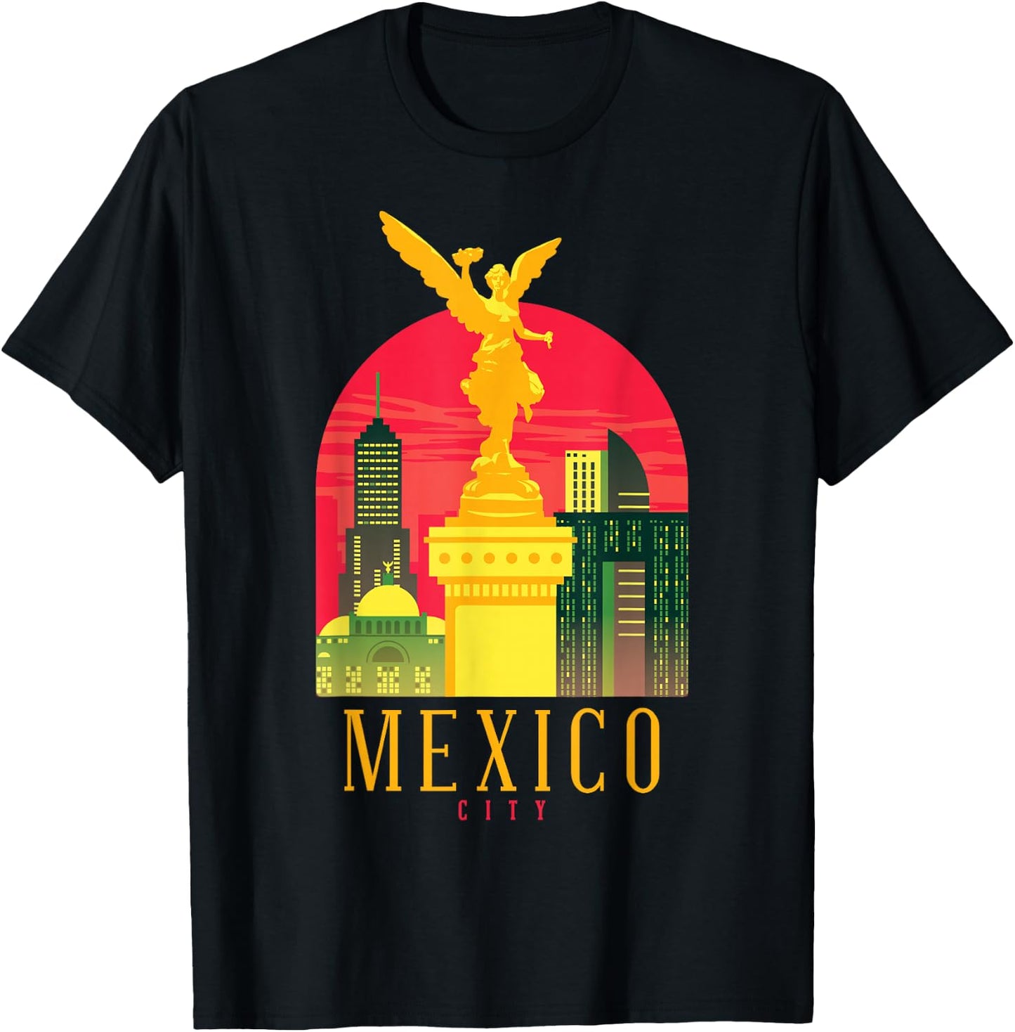 Mexico City Angel of Independence Statue Souvenir T-Shirt - T-Shirt | Black