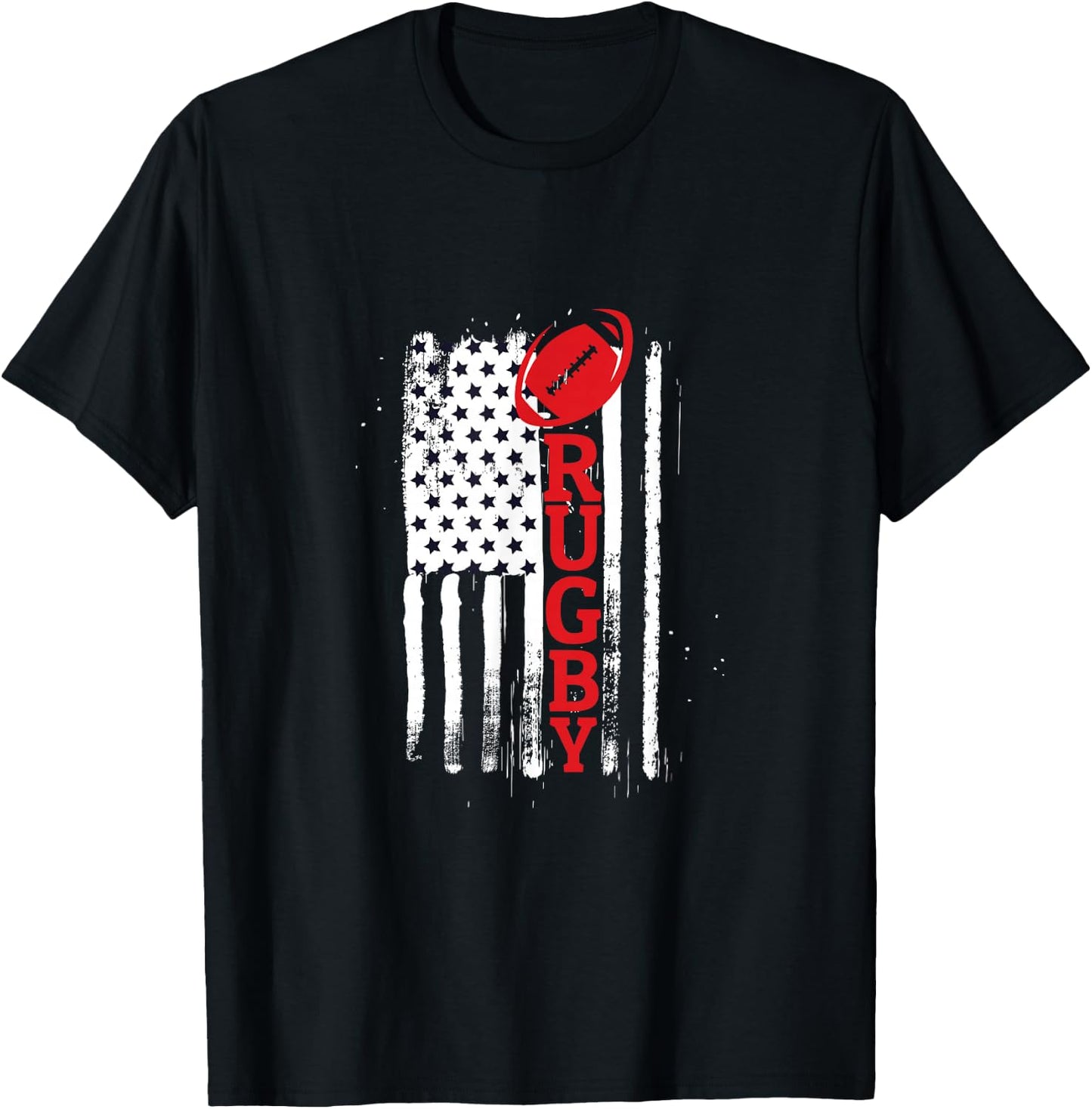 USA Flags Rugby Vintage Gift Fun T-Shirt - T-Shirt | Black