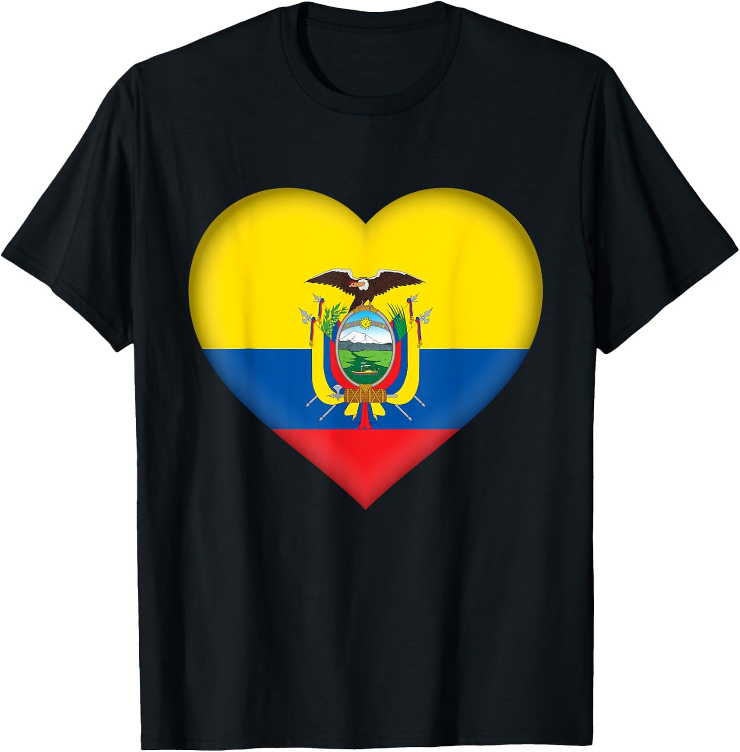 I Love Ecuador | Ecuadorian Flag Heart Outfit T-Shirt - T-Shirt | Black