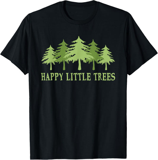 Funny Happy Little Trees Gifts Bob Style Camping T-Shirt - T-Shirt | Black
