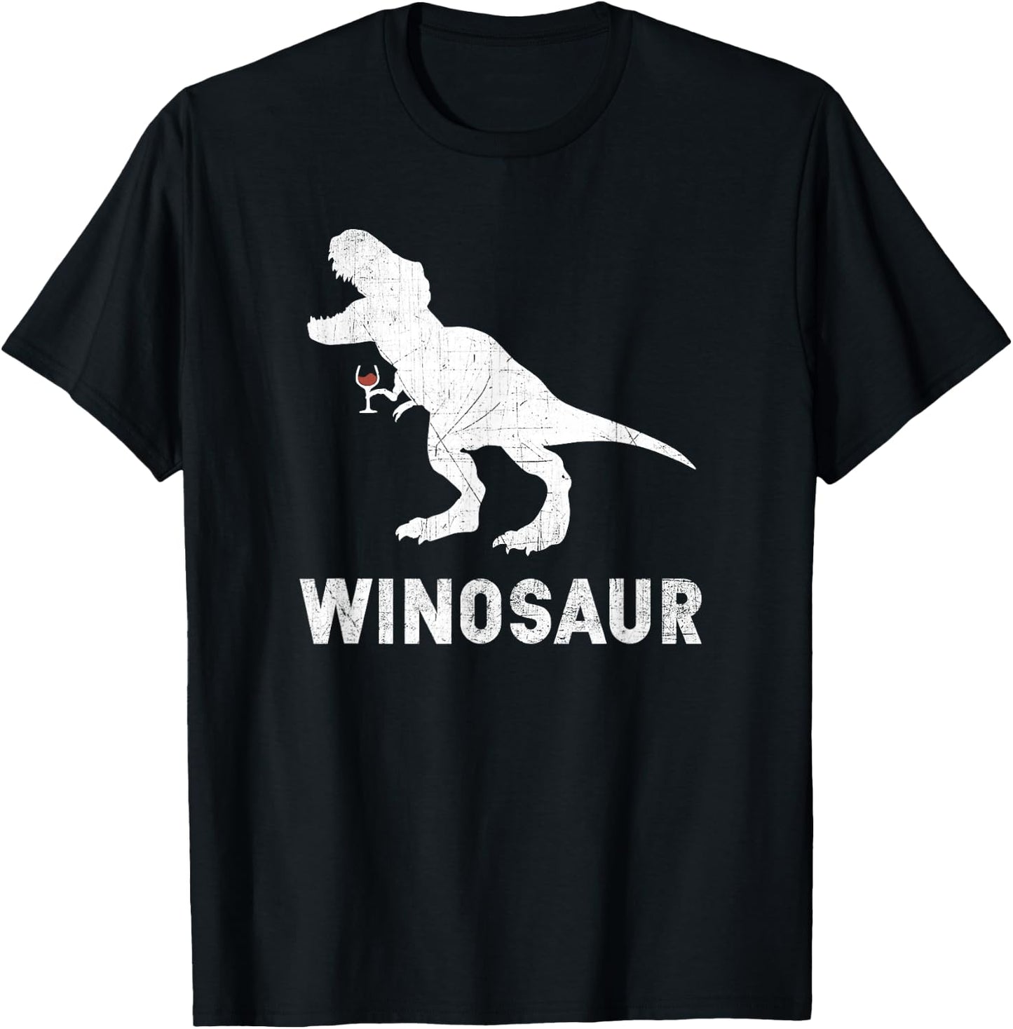 Winosaur Red Wine Drinking Dinosaur T-Rex T shirt T-Shirt - T-Shirt | Black