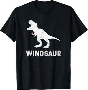 Winosaur Red Wine Drinking Dinosaur T-Rex T shirt T-Shirt - T-Shirt | Black